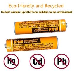 6 Pack HHR-55AAABU NI-MH Rechargeable Battery for Panasonic 1.2V 550mAh AAA Battery for Cordless Phones