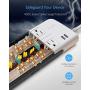 BESTEK 10-Outlet 6 Feet Extension Cord 4000 Joules Power Strip with USB 15A 1875W Surge Protector with Dual 2.4A USB Charging Port Desktop Charging Station, Wide Spaced Outlet for Large Plug