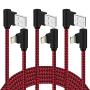 iPhone Charger 10 FT 3 Pack 90 Degree Lightning Cable Right Angle Cable Charging and Syncing Cord Extra Long Nylon Braided for iPhone/iPad (Red Black,10Foot)