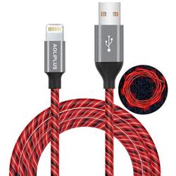 iPhone Charger Cable,[MFi Certified] Aoliplus 6ft LED Flowing Lightning Cable Fast Charger Data Sync Transfer Cord Compatible with iPhone 12 SE 11 PRO MAX XS XR X 8 7 Plus 6S 6 iPad (Red)