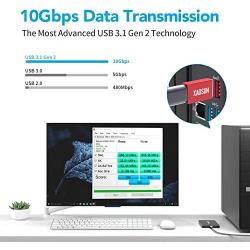[10Gbps] USB C to USB 3.0 Adapter (2 Pack) - XAOSUN 3.1 USB C Female to USB Male Adapter - Support One-Sided Superfast Data Transmission & 100W Fast Charging - Compatible with Laptops, PC, Chargers