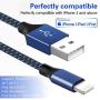 UNEN iphone Charger（3/3/6/6/10FT）5 Pack-Black and Blue