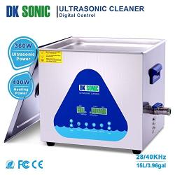 Large Professional Ultrasonic Cleaner-DK SONIC 15L 360W Sonic Cleaner with Heater and Basket for Metal Parts,Carburetor,Fuel Injector,Motor Repair Tools,Brass,Auto Parts,Engine Parts,etc