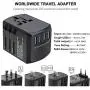 International Travel Adapter, Worldwide Travel Charger with 4 USB Ports Power Converters for EU, UK, US, USA, AU, Europe & Asia, All-in-one Universal Wall Plug Multi-Outlets Electrical Adaptor