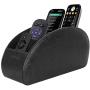 SITHON Remote Control Holder with 5 Compartments - PU Leather Remote Caddy Desktop Organizer Store TV, DVD, Blu-Ray, Media Player, Heater Controllers, Black