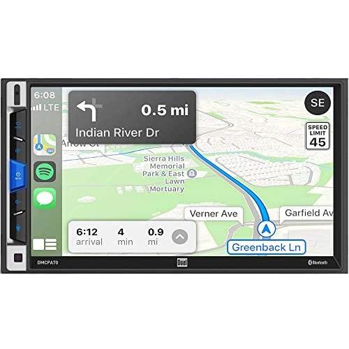 Dual DMCPA70 7-Inch Double-DIN in-Dash Mechless Receiver with Bluetooth, Apple CarPlay, and Android Auto