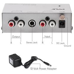 Pyle Phono Turntable Preamp - Mini Electronic Audio Stereo Phonograph Preamplifier with RCA Input, RCA Output & Low Noise Operation Powered by 12 Volt DC Adapter (PP444)