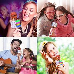BlueFire Bluetooth 4 in 1 Karaoke Wireless Microphone with LED Lights, Portable Microphone for Kids, Girls, Boys and Adults (Pink)