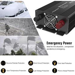 MoKo Power Inverter 1000 Watt Continuous/2000 Watt Peak, DC 12V to 110V AC Car Power Inverter with 3 AC Outlets,LED Indicator,Built-in Cooling Fan,4 Fuses(30A) - Black