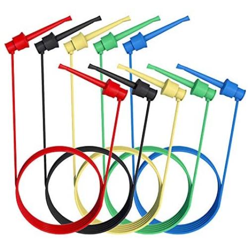 Goupchn Silicone Test Leads 5PCS Minigrabber to Minigrabber Test Cables Wires Dual IC Test Hooks Clips Probe for Electronic Testing