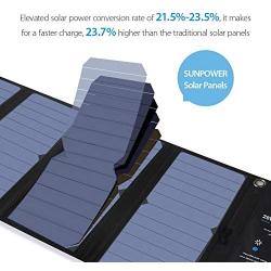 [Upgraded]BigBlue 3 USB Ports 28W Solar Charger(5V/4.8A Max), Foldable Portable Solar Phone Charger with SunPower Solar Panel Compatible with iPhone 11/Xs/XS Max/XR/X/8/7, iPad, Samsung Galaxy LG etc.