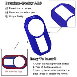 Headlight Lamp Switch Trim Cover Button Decoration Interior Accessories for 2018-2021 Jeep Wrangler JL JLU & Gladiator JT (Blue)