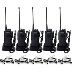 Retevis RT1 2 Way Radios Walkie Talkies Long Range,High Power Two Way Radios Rechargeable,with Earpiece,3000mAh Battery, Rugged, Emergency Alarm,for Adult Construction Warehouse Industry(5 Pack)
