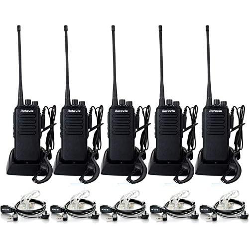Retevis RT1 2 Way Radios Walkie Talkies Long Range,High Power Two Way Radios Rechargeable,with Earpiece,3000mAh Battery, Rugged, Emergency Alarm,for Adult Construction Warehouse Industry(5 Pack)