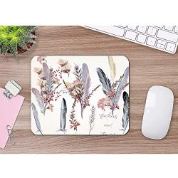 Moslion Feather Mouse Pad Fashion Flower Nature Pastel Wedding Animal Stylish Romantic Gaming Mouse Mat Non-Slip Rubber Base Thick Mousepad for Laptop Computer PC 9.5x7.9 Inch
