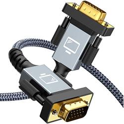 VGA Cable,Capshi VGA to VGA Cable 10ft Nylon Braided Reinforced Aluminum Shell 24k Gold-Plated Support 1080P Full HD with 15 pin VGA Port Compatible for Projector,Monitor or Any VGA Devices