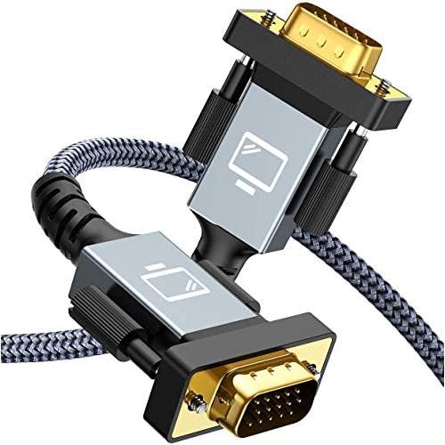 VGA Cable,Capshi VGA to VGA Cable 10ft Nylon Braided Reinforced Aluminum Shell 24k Gold-Plated Support 1080P Full HD with 15 pin VGA Port Compatible for Projector,Monitor or Any VGA Devices