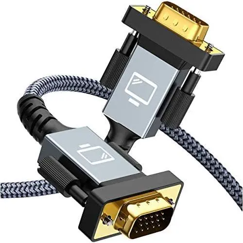 VGA Cable,Capshi VGA to VGA Cable 10ft Nylon Braided Reinforced Aluminum Shell 24k Gold-Plated Support 1080P Full HD with 15 pin VGA Port Compatible for Projector,Monitor or Any VGA Devices