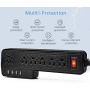 Mountable Surge Protector Power Strip JACKYLED 9.8ft 6 Outlets 4 USB Ports Electric Power Outlet with Right Angle Flat Plug Electric Long Extension Cord Power Charging Station for Home Office Black