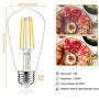 Dimmable Vintage LED Edison Bulbs, 100W Equivalent, 8W, 1200Lumens, High Brightness Soft Warm White 3000K, ST64 Antique LED Filament Bulbs, Standard E26 Medium Base, Clear Glass, High CRI 90+, 6 Packs