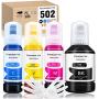 PJ Compatible Refill Ink Bottles Replacement for 502 T502 for EcoTank ET-2750 ET-3750 ET-4750 ET-2760 ET-3760 ET-4760 ET-2700 ET-3700 ET-3710 ET-15000 ST-2000 ST-3000 ST-4000 Printer (Regular Ink)