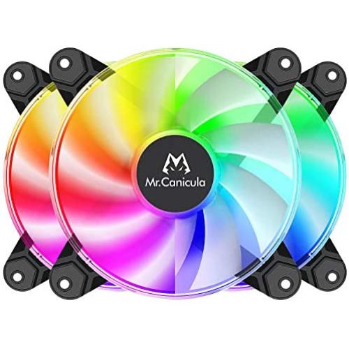 Mr.Canicula ARGB PC Fans 120mm 3 Pack,Cooling case Fans for Gaming pc,1255KK Quiet High Airflow,Adjustable Color LED PC Fan,CPU Coolers,Radiators System