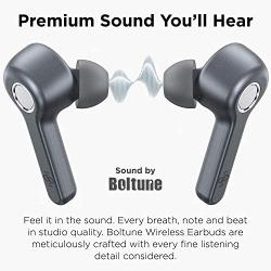 Wireless Earbuds, Upgraded Boltune Bluetooth V5.2 in-Ear Stereo Wireless Headphones USB-C Quick Charge Bluetooth Earbuds IPX8 40Hours Play Time-Grey