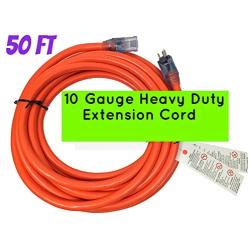 50 ft 10 Gauge Extension Cord 50 feet - Powerful 15 Amps, 125 Volts, 1,875 Watt 10/3 Extension Cords 50 ft Lighted Ends (10 Gauge Extension Cord 50 ft,Orange)