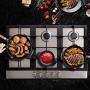 Cosmo 850SLTX-E Gas Cooktop with 5 Burners, Counter Cooker with Cast Iron Grate Stove-Top, Melt-Proof Metal Knobs, 30 inches, Stainless Steel