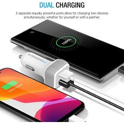 Maxboost Car Charger with SmartUSB Port 4.8A/24W [White/Grey] Charger Adapter for iPhone 12 11 Pro Max/XS Max/XR/XS/X/8/7/Plus, S20 Ultra/S10/S10+/S10e/Note,LG,iPad Pro/Air 2/Mini,Huawei, Moto,Pixel
