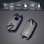 TANGSEN Smart Key Fob Case for KIA STINGER K900 3 4 Button Keyless Entry Remote Personalized Protective Cover Plastic Carbon Fiber Pattern Blue Silicone