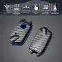 TANGSEN Smart Key Fob Case for KIA STINGER K900 3 4 Button Keyless Entry Remote Personalized Protective Cover Plastic Carbon Fiber Pattern Blue Silicone