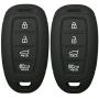 2Pcs Coolbestda Rubber 4 Buttons Key Fob Remote Cover Case Protector Keyless Jacket for Hyundai Kona Azera Grandeur IG Black