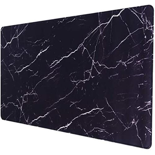 Large Extended Gaming Mouse pad with Stitched Edges,Large Mouse mat,Non-Slip Rubber Base,Waterproof Keyboard Pad,Desk Pad for Premium-Textured,3mm Thick Home Office Gamer Desk mat,800x400,Black Marble