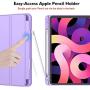iMieet Case for New iPad Air 4th Generation 10.9 Inch 2020 with Pencil Holder [Support Touch ID and iPad 2nd Pencil Charging/Pair], Trifold Stand Smart Case with Soft TPU Back,(Clove Purple)