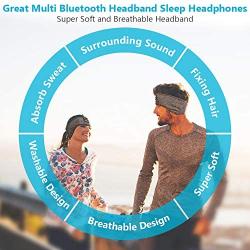 Sleep Headphones Bluetooth Headband,Upgrage Soft Sleeping Wireless Music Sport Headbands, Long Time Play Sleeping Headsets with Built in Speakers Perfect for Workout, Running, Yoga (Gray)