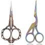 BIHRTC 2Pairs 4.5 Inch Small Embroidery Scissors Plum Blossom Scissors and Stork Crane Scissors Sewing Scissors Stainless Steel Sharp Pointed Scissors for Crochet Embroidery Needlework