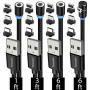 Magnetic Charging Cable [4-Pack,1ft/3ft/6ft/6ft], Terasako 3-in-1 Nylon Braided Cord, Compatible with Mirco USB, Type C Smartphone and iProduct Device