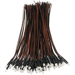 EDGELEC 50pcs 12 Volt 3mm Warm White LED Lights Emitting Diodes Pre Wired 7.9 Inch DC 12v LED Light Diffused Colored Lens Small LED Lamps