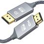 DisplayPort to HDMI Cable,Capshi [4K UHD] Uni-Directional Nylon Braided Gold-Plated DP to HDMI Cord Display Port to HDMI Male Connector -6 Feet