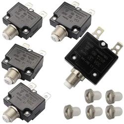 T Tocas 5pcs Push Button Reset 5A 10A 15A 20A 30A Circuit Breakers with Quick Connect Terminals and Waterproof Button Cap