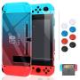 Case for Nintendo Switch, Fit The Dock Station, Protective Accessories Cover Case for Nintendo Switch and Joy Con Controller Dockable with a Tempered Glass Screen Protector, Red & Blue