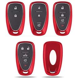 ROYALFOX(TM TPU Smart Remote Key 2 3 4 5 6 Buttons Case Cover Fob for 2016 2017 2018 2019 2020 Chevrolet Malibu Camaro Cruze Traverse Spark Sonic Volt Bolt (red)