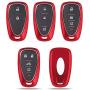 ROYALFOX(TM TPU Smart Remote Key 2 3 4 5 6 Buttons Case Cover Fob for 2016 2017 2018 2019 2020 Chevrolet Malibu Camaro Cruze Traverse Spark Sonic Volt Bolt (red)