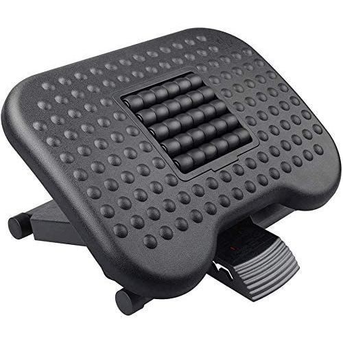 HUANUO Footrest Under Desk - Adjustable Foot Rest with Massage Texture and Roller, Ergonomic Foot Rest with 3 Height Position, 30 Degree Tilt Angle Adjustment for Home, Office