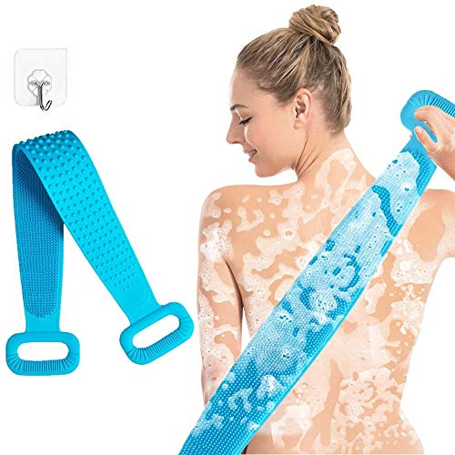 Weallbuy Silicone Bath Scrubber for Shower Exfoliating Long Silicone Body Back Brush Handle Body Washer Back Washer for Deep Clean Lathers Well Eco Friendly Long Lasting and Comfortable Massage
