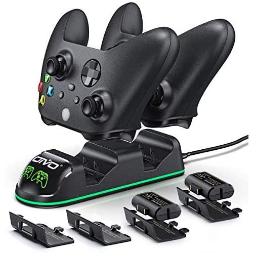 OIVO Controller Charger,Dual Charging Station Updated LED Strap,Charger Docking Station with 2 Rechargeable Battery Packs