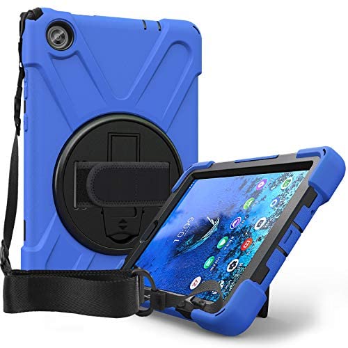 Case for Lenovo Tab M8 HD 8.0 inch Tablet TB-8505F TB-8505X TB-8505 | Herize Full Body High Impact Resistant Kidsproof Drop Protection Silicone Case W/ Hand Strap for Lenovo Smart Tab M8 | Blue