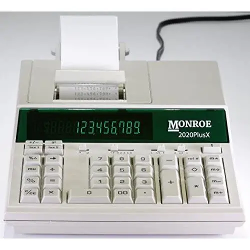 (1) Monroe 2020PlusX 12-Digit Medium-Duty Color Printing Calculator in Ivory