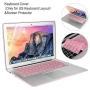 MacBook Air 11 Inch Case Bundle 5 in 1,iCasso Ultra Slim Plastic Hard Cover with Canvas Sleeve,Screen Protector,Keyboard Cover & Dust Plug for MacBook Air 11 Inch Model A1370/A1465 - Rose Quartz